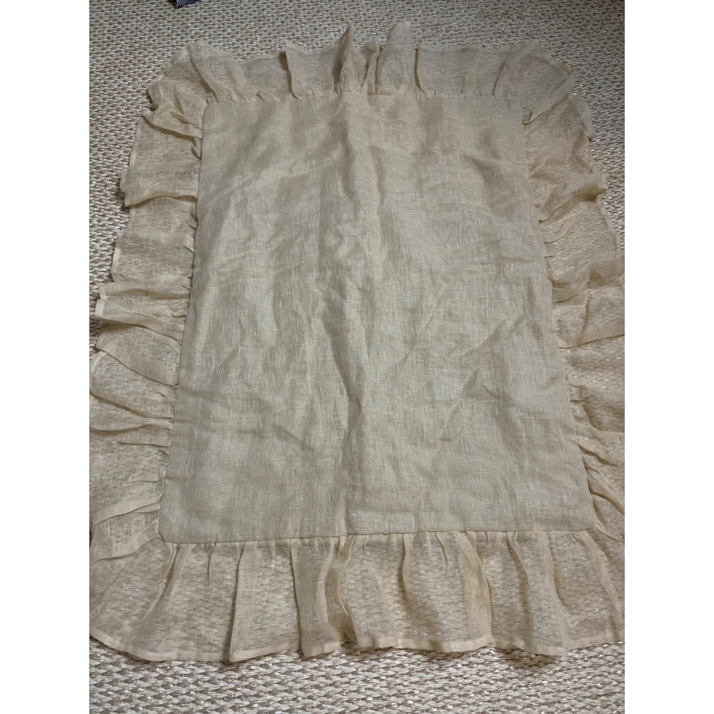 Pine Cone Hill Savannah Standard Pillow Sham Ivory Linen Ruffle Farmhouse